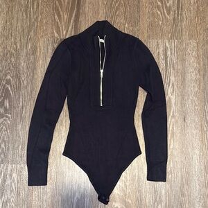 Abercrombie & Fitch Black Long Sleeve Zippered Bodysuit
